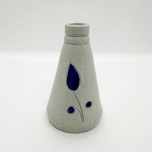 Vintage Ceramic Williamsburg Bud Vase Pottery Folk Art Flowers Leaves Privative